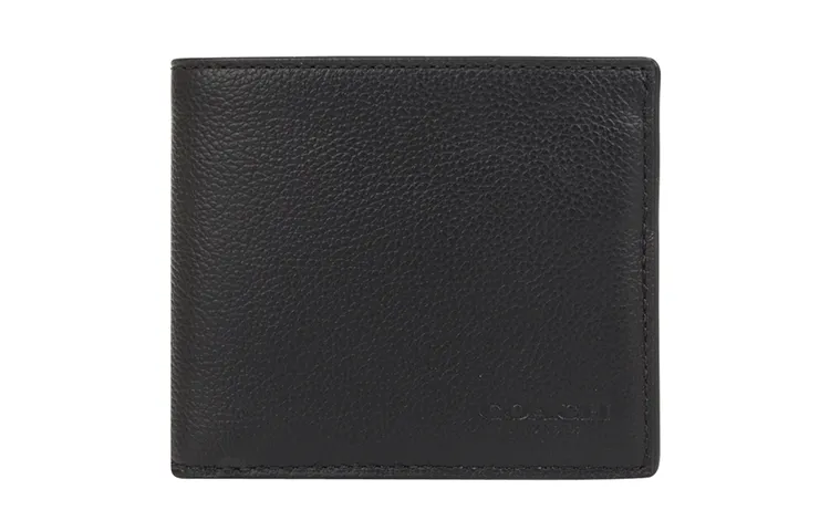 COACH Billfold Wallet Cow Leather Wallet Men's Black
