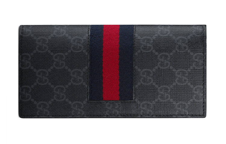 Мужской кошелек Gucci GG Logo (черно-серый)