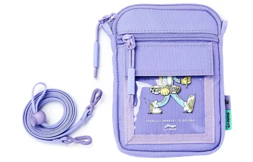 Li Ning Steven Harrington Collaboration Canvas Bag, Shoulder Bag, Crossbody Bag Unisex Light Blue Purple