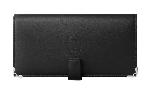 CARTIER Cow Leather Wallet Unisex Black
