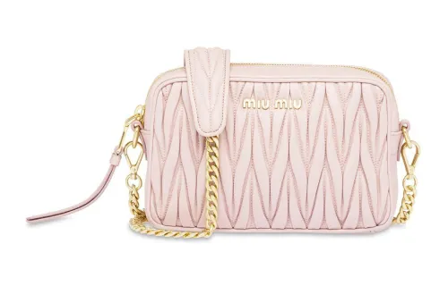 MIU MIU Leather One Shoulder Clutch Women's Pink