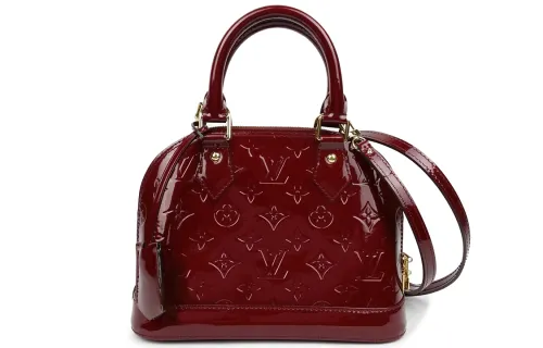 LOUIS VUITTON Patent Leather Dome Bag Shoulder Bag Medium Women's Cherry
