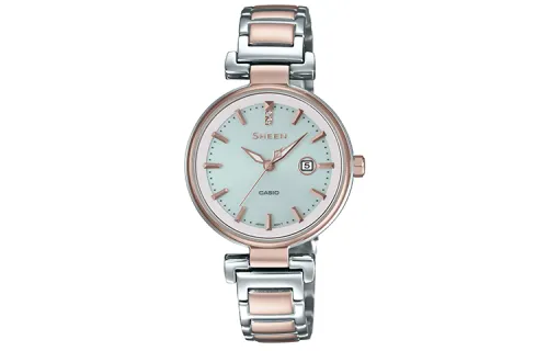 Casio, swarovski, universal sapphire waterproof women's watch solar-powered, steel belt, mirror effect, Japanese and Korean