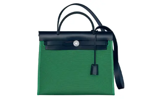 HERMES Herbag Zip H Plume Canvas And Hunter Leather Finish Shoulder Bag, Crossbody Bag, Handbag 31 Unisex