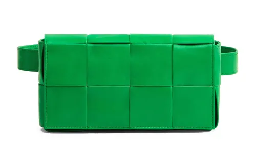 Bottega Veneta Cassette Belt Cow Leather Box Bag Camera Bag Fanny Pack, Crossbody Bag Mini Men's Parrot Green
