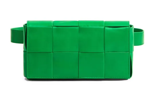 Bottega Veneta Cassette Belt Cow Leather Box Bag Camera Bag Fanny Pack, Crossbody Bag Mini Men's Parrot Green
