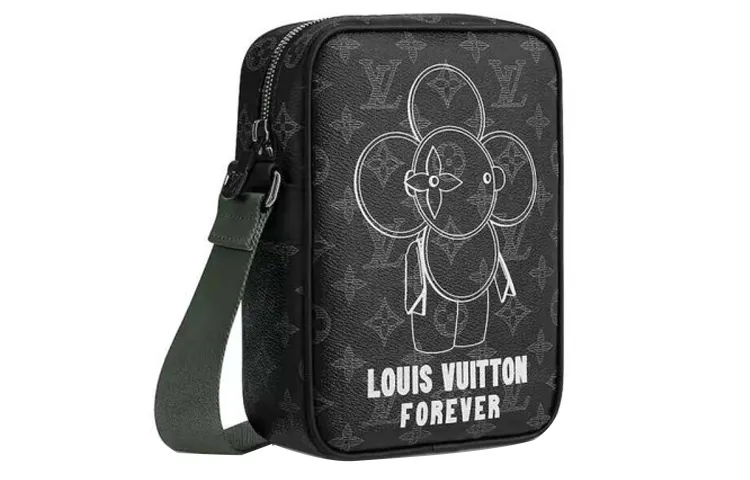 LOUIS VUITTON Small Canvas With Leather Shoulder Bag, Crossbody Bag Regular Men's Black