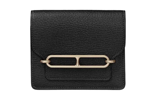 HERMES Roulis Mysore Goat Skin Pig Nose Wallet Fanny Pack Regular Women's Black