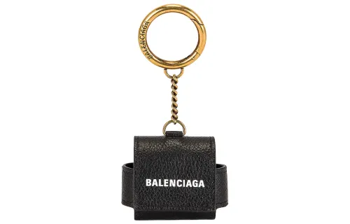 Balenciaga Grain Calfskin Earphone Case Regular Unisex Black