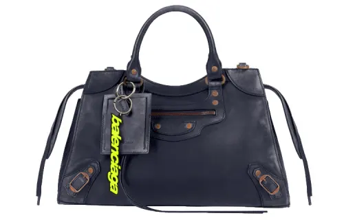 Balenciaga Neo Classic Cow Leather One Shoulder Handbag Regular Men's Dark Blue