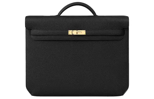 HERMES Kelly Depeches Cow Leather Handbag 36 Men's Black