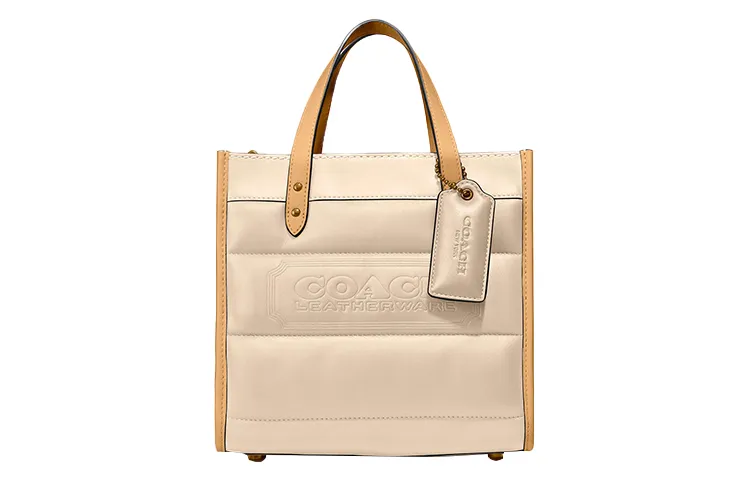 COACH Field Leather Handbag, Tote Bag, Crossbody Bag Small Women's Ivory