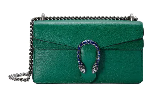 GUCCI Dionysus Leather Shoulder Bag, Crossbody Bag Small Women's Green