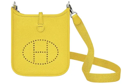 HERMES Evelyne Taurillon Clemence Cow Leather Crossbody Bag, Shoulder Bag 16 Women's 9N Citron Lemon