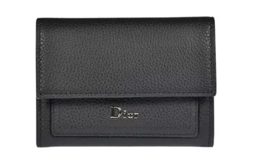 DIOR Short Cow Leather Wallet Men's Black