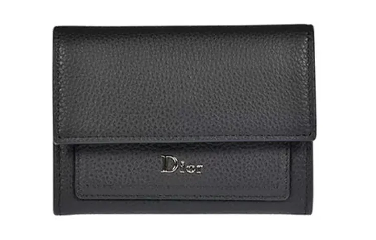 DIOR Short Cow Leather Wallet Men's Black