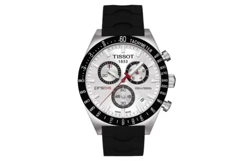 TISSOT PRS516 Quartz Movement Men's Watches Watch 42mm Silver Dial Stainless Steel Case Rubber Strap