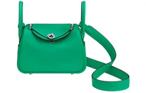 HERMES Lindy Swift Leather Handbag Regular 19 Women's Mint Green/Bosphorus Green