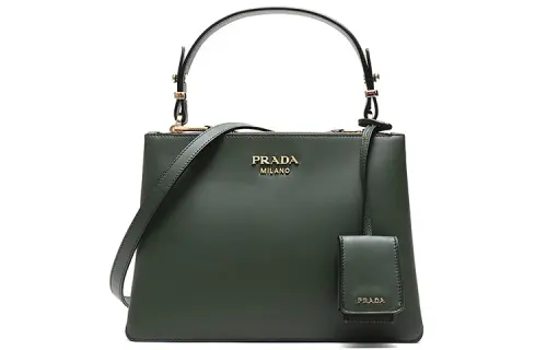 PRADA Logo Cow Leather Handbag, Shoulder Bag Small Women's Forest Green