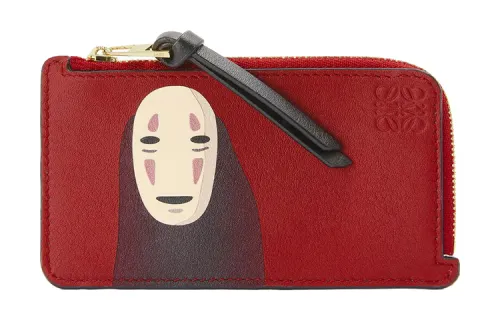 LOEWE Calfskin Coin Purse, Card Holder Unisex Carmine