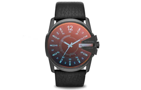 DIESEL MASTER CHI CHIEF Wrist Watches Quartz Movement Genuine Leather Strap Black Dial Men's Watches