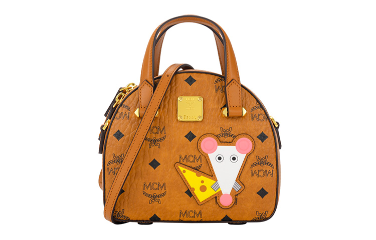 MCM Essential Visetos Series Artificial Leather Shoulder Crossbody Bag Women's Mini Brown Cognac Presbyopic