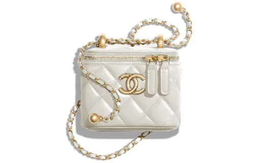 CHANEL Calfskin Shoulder Bag, Crossbody Bag Small Women's White