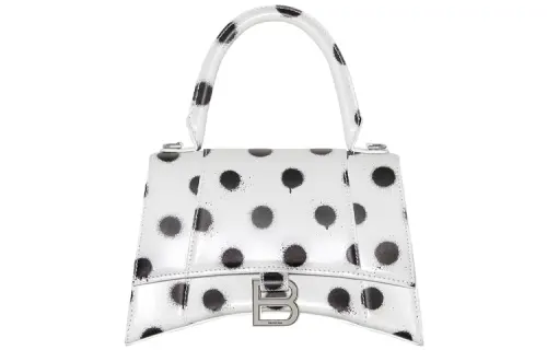 Balenciaga Cow Leather Hourglass Bag, Shoulder Bag, Crossbody Bag, Handbag Small Women's White