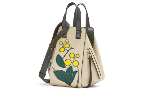 LOEWE Hammock Grain Calfskin Shoulder Bag, Crossbody Bag, Handbag Small Women's Light Oat
