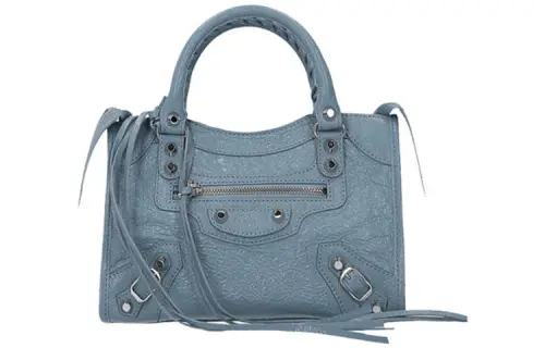 Balenciaga Lambskin Handbag, Shoulder Bag, Crossbody Bag Mini Women's Gray Blue