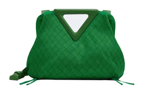 Bottega Veneta Point Fabric With Sheepskin Clutch Women's Green