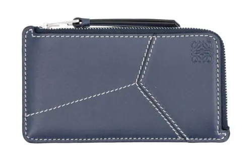 LOEWE Puzzle Calfskin Card Holder, Wallet Men's Blue