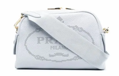PRADA Deerskin Shoulder Bag Women's Light Blue