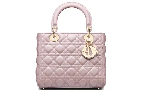DIOR Lady Dior Sheepskin Wicker Pattern Handbag, Shoulder Bag, Crossbody Bag, Handbag Medium Women's Lotus Pink