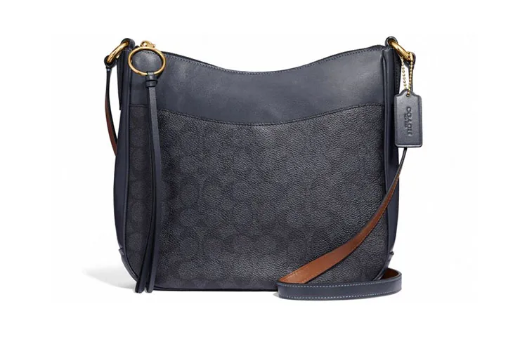 COACH Chaise Canvas Leather Crossbody Bags Large Women's Black