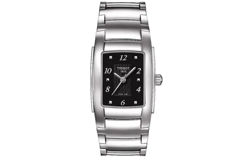 TISSOT Quartz Movement Women's Watch 25.4*31.2mm Black Dial Stainless Steel Case Stainless Steel Strap