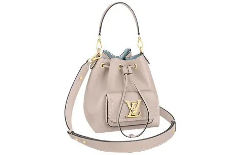 LOUIS VUITTON LockMe Grain Calfskin Bucket Bag Handbag Regular Women's Taupe