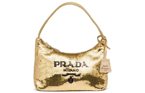 PRADA Fabric Shoulder Bag Hobo Shoulder Bag Mini Women's Gold