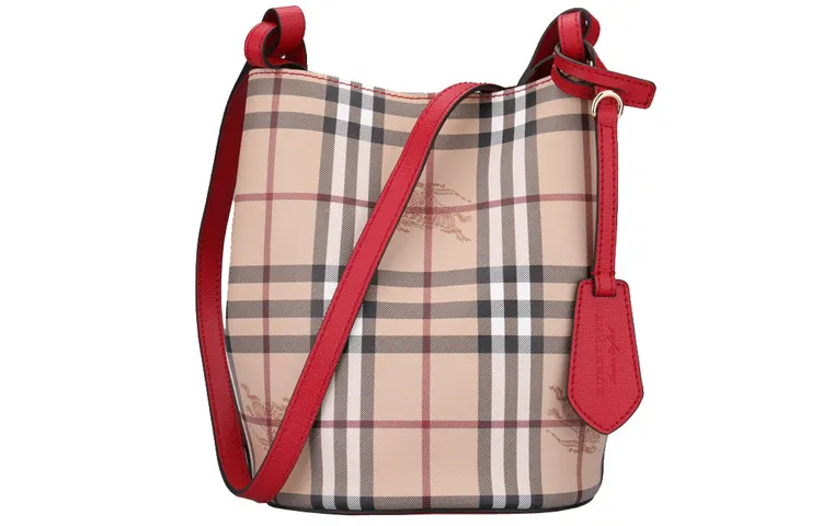 Burberry Cow Leather Bucket Bag, Shoulder Bag, Crossbody Bag Regular Women's Red
