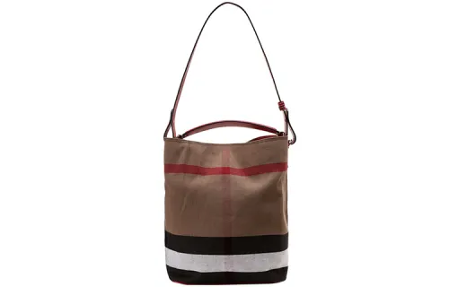 Burberry Fabric With Leather Bucket Bag, Combo Bag, Shoulder Bag, Crossbody Bag, Handbag Large Women's