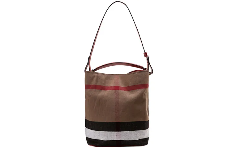 Burberry Fabric With Leather Bucket Bag, Combo Bag, Shoulder Bag, Crossbody Bag, Handbag Large Women's
