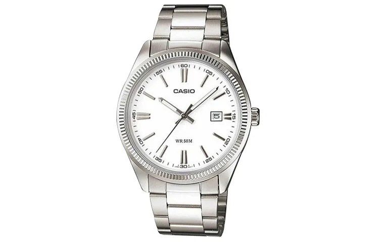CASIO ENTICER Quartz Movement Stainless Steel Strap Watch Men's Watches White Dial