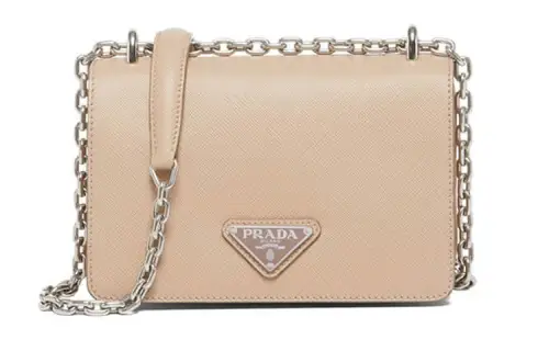 PRADA Chain Leather Handbag, Shoulder Bag, Crossbody Bag Women's Nude Pink