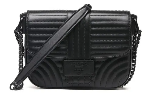 PRADA Calfskin Shoulder Bag Women's Black