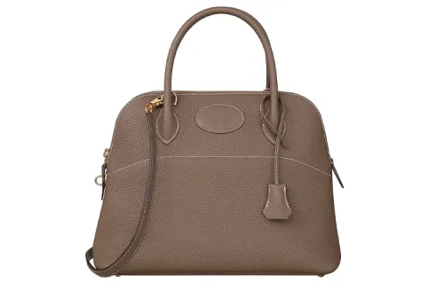 HERMES Bolide Clemence Bullock Leather Handbag Regular Unisex 18 Etoupe Elephant Gray