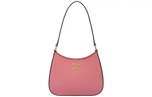 MIU MIU Madras Grain Leather Handbag, Shoulder Bag, Crossbody Bag Unisex Pink & Purple