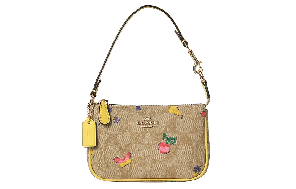 COACH Nolita PVC Pochette, Shoulder Bag Small Women's Bright Khaki & Vintage Yellow