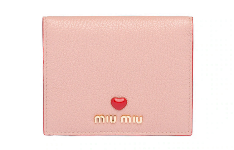 MIU MIU Madras Goatskin Wallet Women's Orchid Pink
