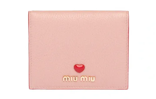 MIU MIU Madras Goatskin Wallet Women's Orchid Pink