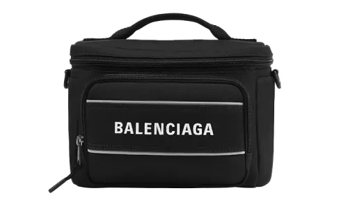 Balenciaga Nylon Fabric Camera Bag, Crossbody Bag Unisex Black